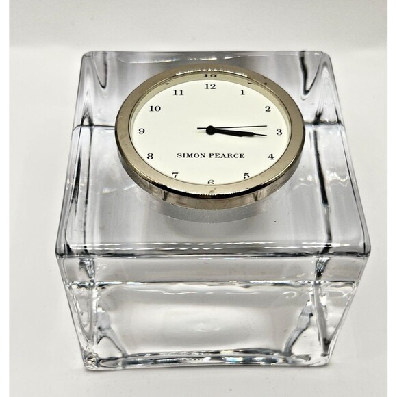 Simon Pearce Woodbury Square Modernist Glass Clock Working Condition - Picture 3 of 6